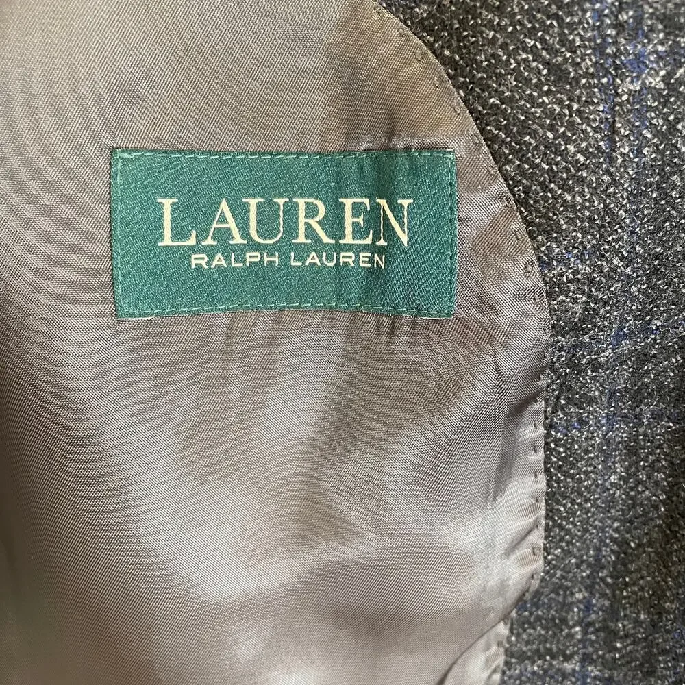 Lauren Ralph Lauren Men's Blazer Jacket Plaid Gray Blue Career 100%‎ Wool 50L